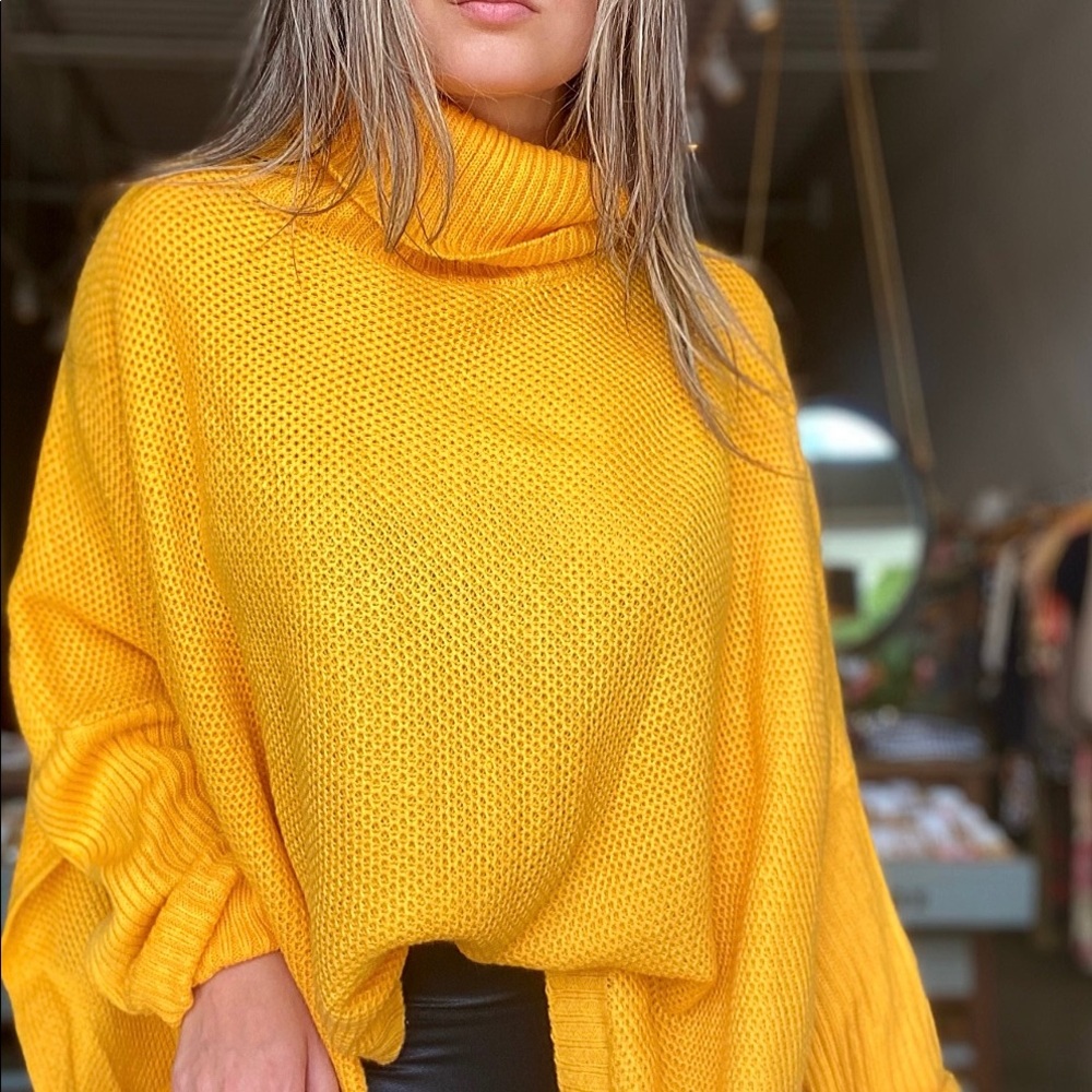 Waffle Knit Turtle Neck Sweater